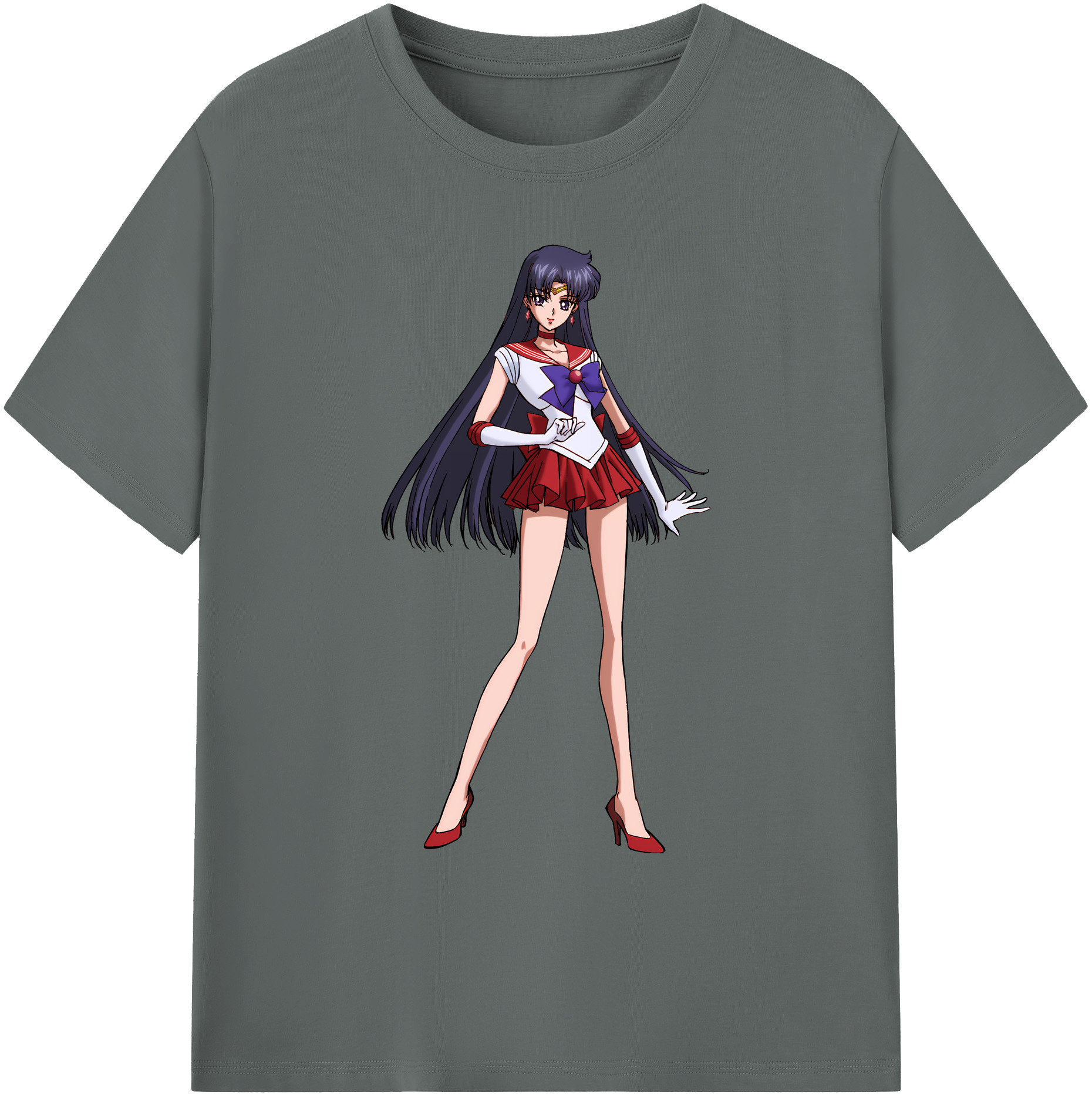 （画像用） 美少女戦士セーラームーン 火野レイ ひの レイ Sailor Moon Hino Rei （セーラーマーズ,Sailor Mars） 綿100％ メンズ半袖Tシャツ｜肌触りやわらか＆通気性
